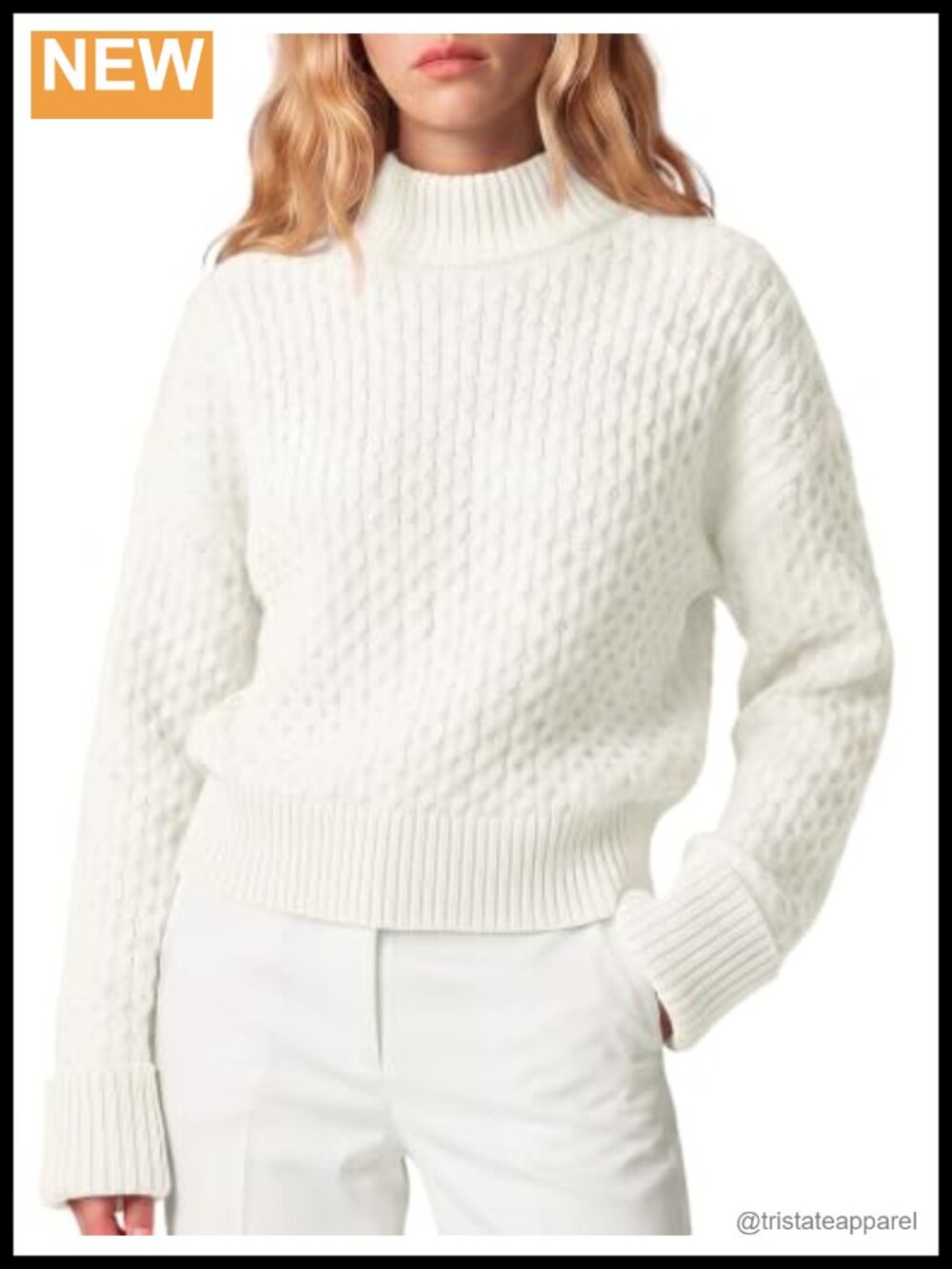 Oversized Chunky Knit Mock Neck Pullover Sweater for Women